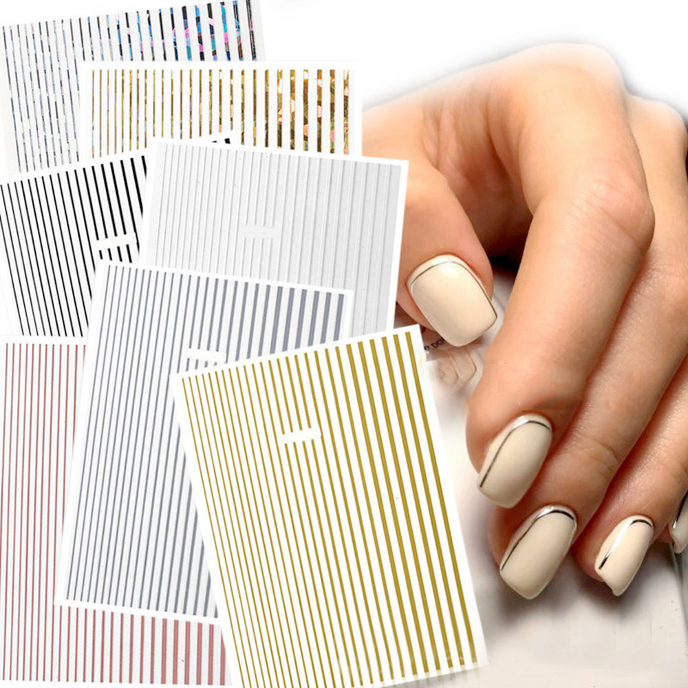 1 Sheet 3D Gold Silver Lines S - Gold Foil Flakes ulasan dan harga