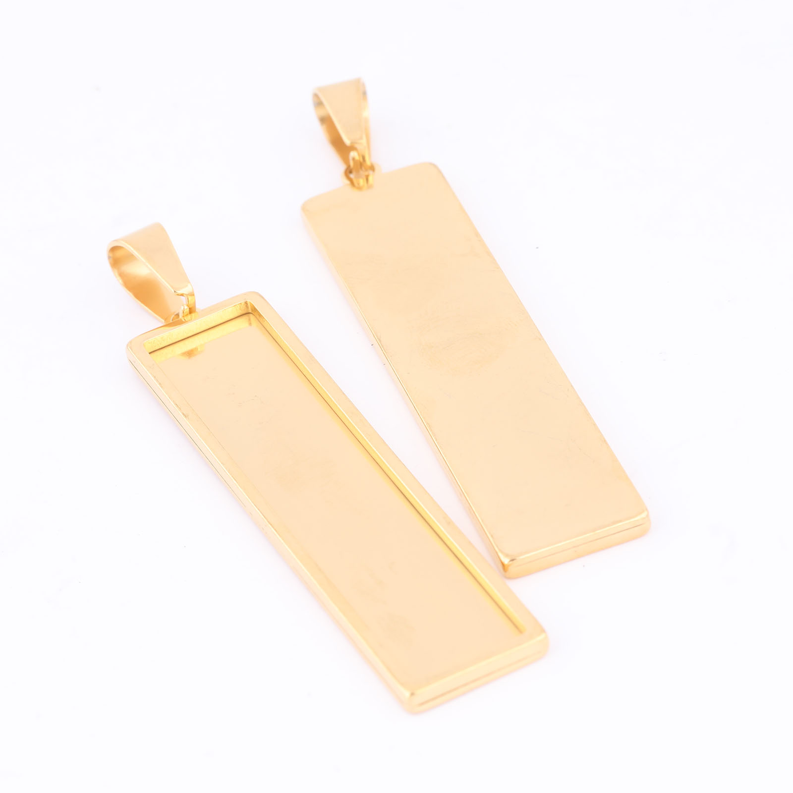 5pcs Stainless Steel Gold Plat - Bezels Set Pendant ulasan dan harga